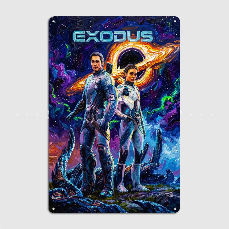 Exodus Space Exploration Oil Painting Metal Posters Sign Bar Club Custom Bedroom Indoor Wall Decor Room Decoration Home Decor