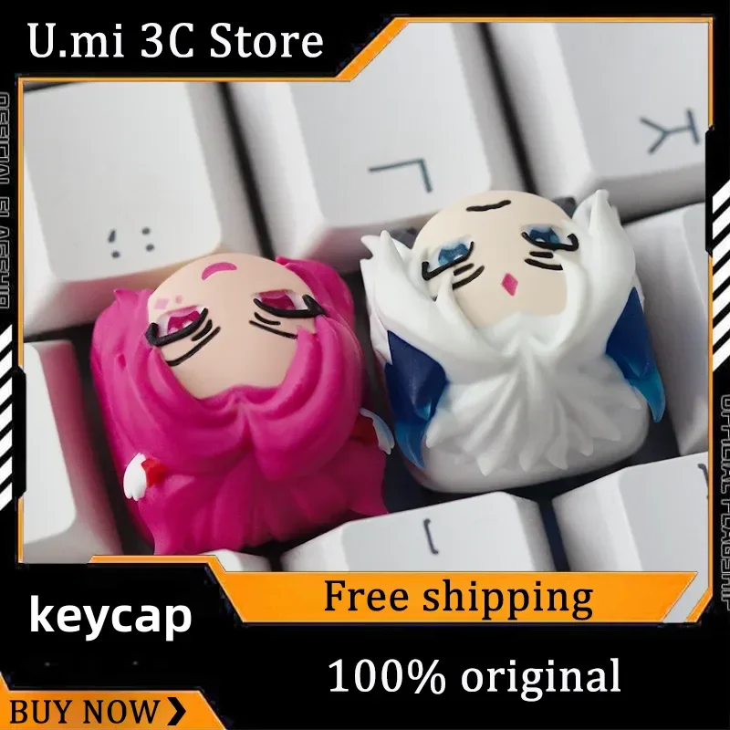 LOL Yone Jinx Kaisa Милый мультфильм Aatrox Yuumi Keycap Kawaii Seraphine Yasuo Периферия Прекрасные колпачки для клавиш League of Legends Q Version