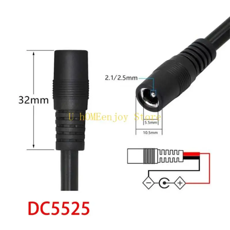 B0KF 25/100Cm Battery Link Cable 5.5 X 2.5 Mm Female/Male Port for Monitor