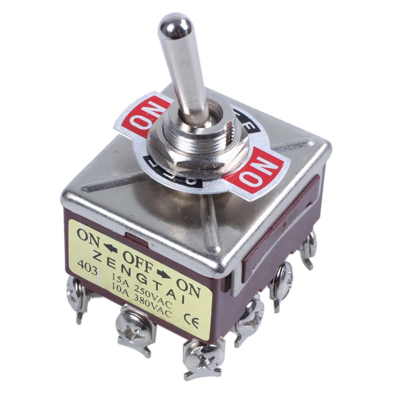 AC 380V 10A ON/OFF/ON 3 Positions 12 Pin Latching Toggle Switch 4PDT