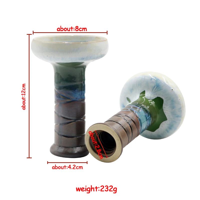 Ceramic Single Hole Shisha Tobacco Bowl Glaze Chicha Head Hookah Water Pipe Charcoal Holder Shesha Narguile Smoking Accessories