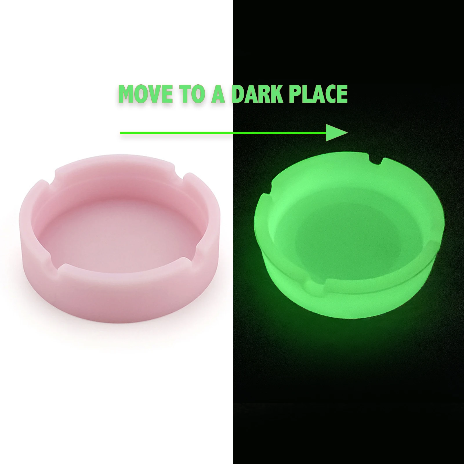 Luminous Silicone Gel Ashtray Light Circular Ashtray Fluorescent Smoke Convenient Cigarette Case Drop Creative Ashtrays