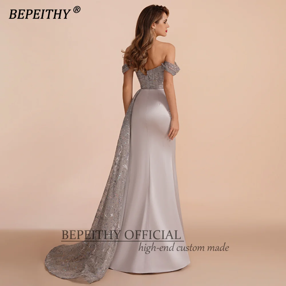 BEPEITHY Customized Sexy Off The Shoulder Long Evening Dress For Women 2023 Sleeveless High Slit New Straight Prom Party Gown