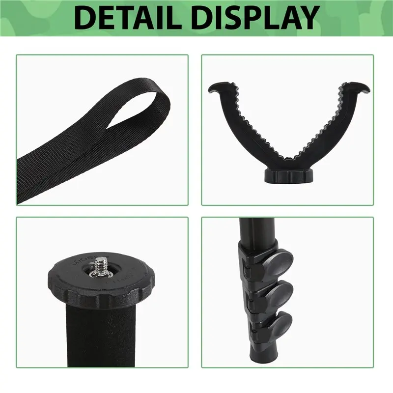 

Aluminum Alloy Hunting Stand Adjustable Height Monopod Portable Hunting Accessories With Anti-Lost Wristband Multi-Purpose
