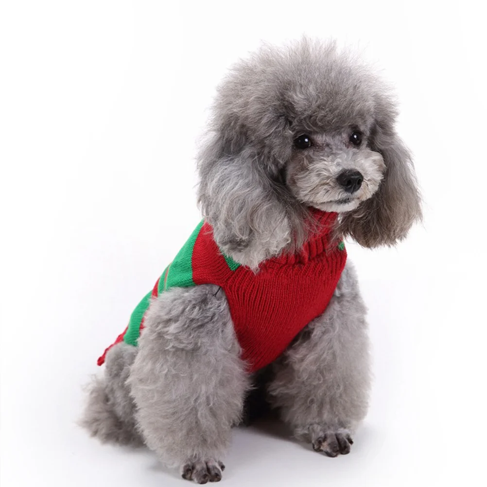 

Christmas Pet Sweater for Puppy Dog Warm Stripe Design Red and Green Small Dog Clothes New Year Party Costume Pet Sweater