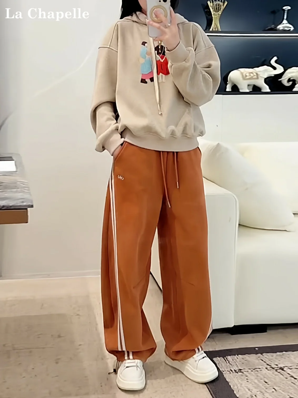 

La Chapelle Casual Sportswear Set for Women Heavy Embroidery Hoodie And Pants Anti-Aging Trendy Sle Spring Autumn Winter