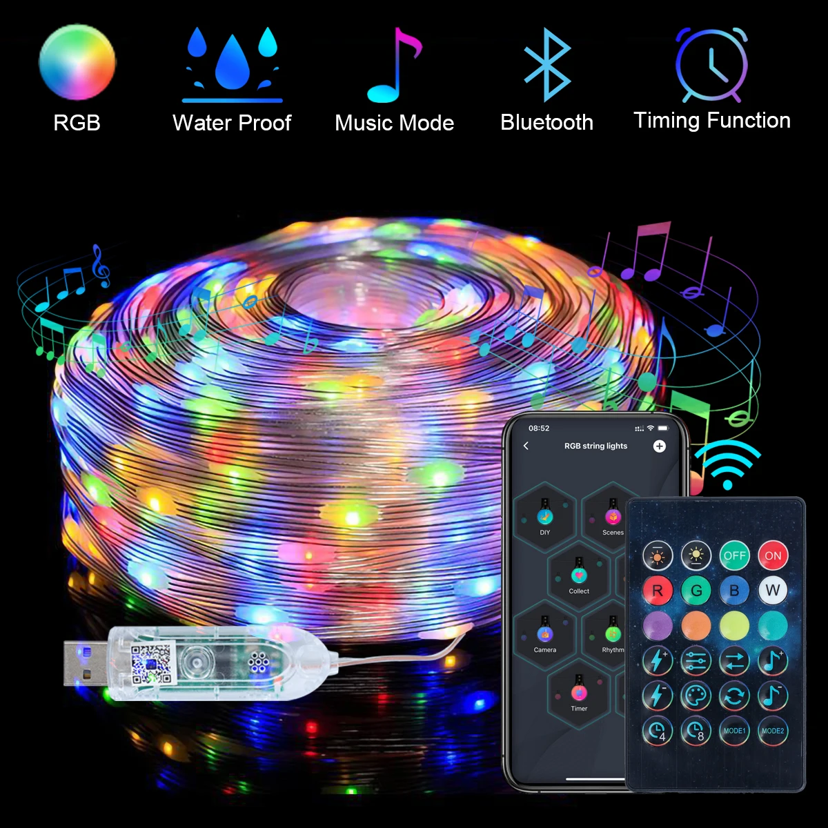 Led Strip Light RGB Infrared Bluetooth ontroller Christmas Tree Light Christmas Decor For Home Holiday Decorative New Year Lamp