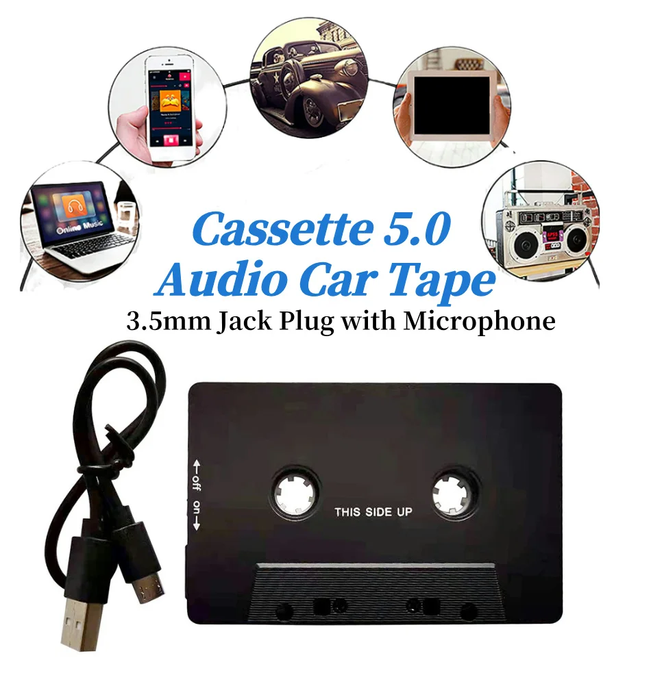 Universal Bluetooth 5.0 Converter Car Audio Cassette Player AUX Adapter Car Tape Converter Wireless Cassette Tape Converter