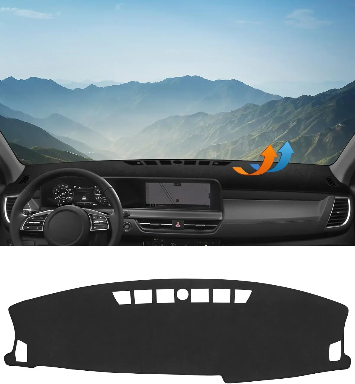 

Dash Cover Mat Compatible with 2024 2025 Kia Seltos Accessories Dashboard Cover Black Flannel Dashboard Cover Mat Glare UV Rays