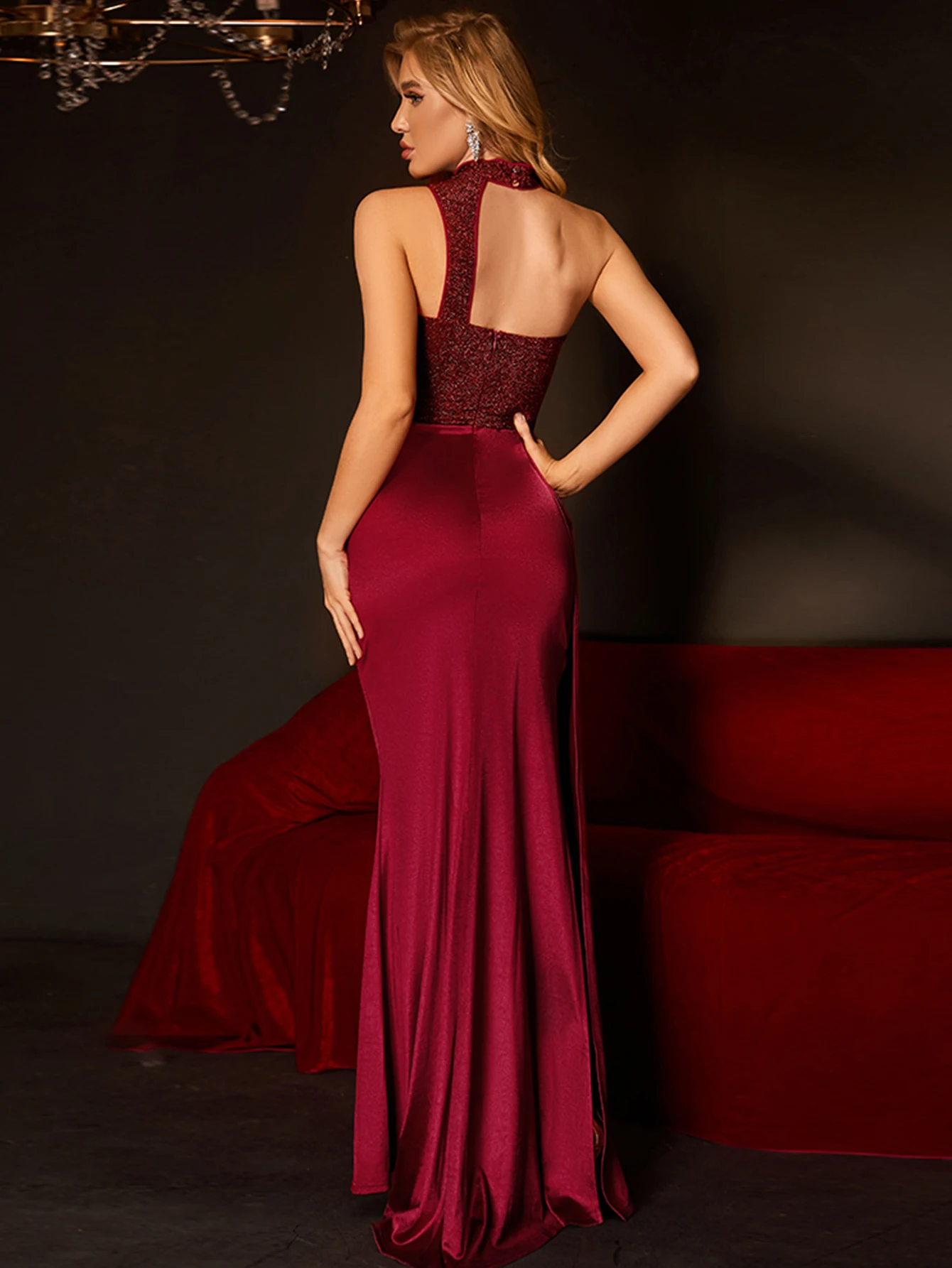 Sexy backless prom evening wedding dresses for women maxi elegant Luxury party dress woman Satin Sequin summer dress vestidos HL