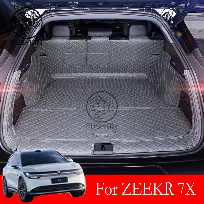 

Для Zeekr 7X 2025 2024, автомобильный коврик для багажника, задний багажник, грузовой кожаный напольный ковер, защитный коврик, аксессуары, коврики