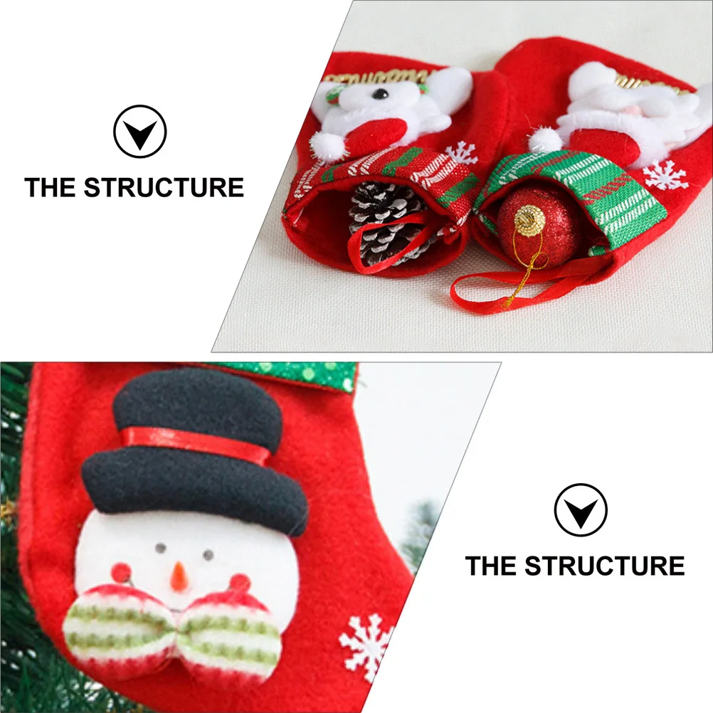 

10pcs Christmas Stockings Hanging Gift Socks Fabric Decorative Pendants for Home Garden Party Xmas Tree naments