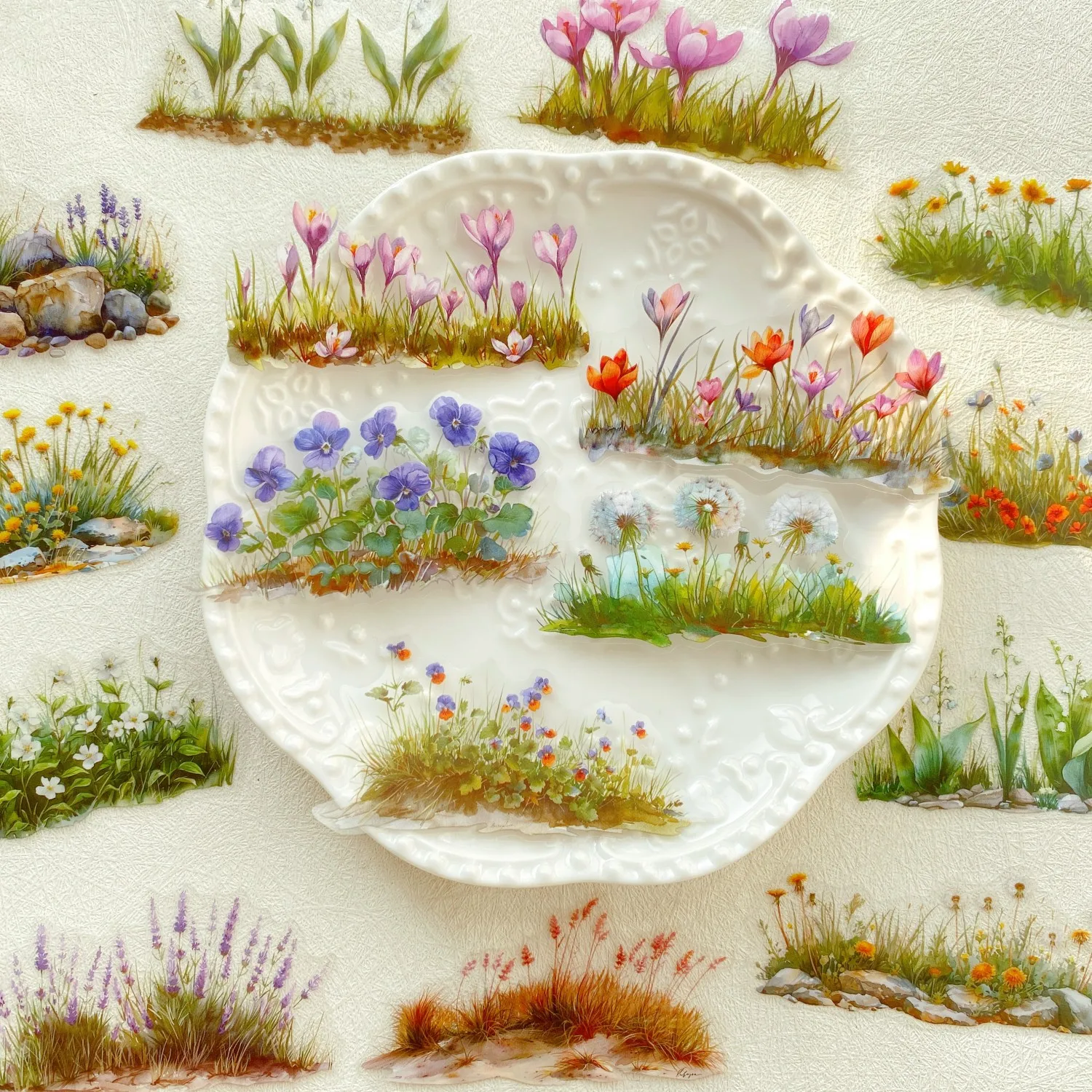 20 unidades/pacote flor pet adesivos plantas verdes pet adesivos mão conta diy decoração adesivos para planejador lixo diário colagem