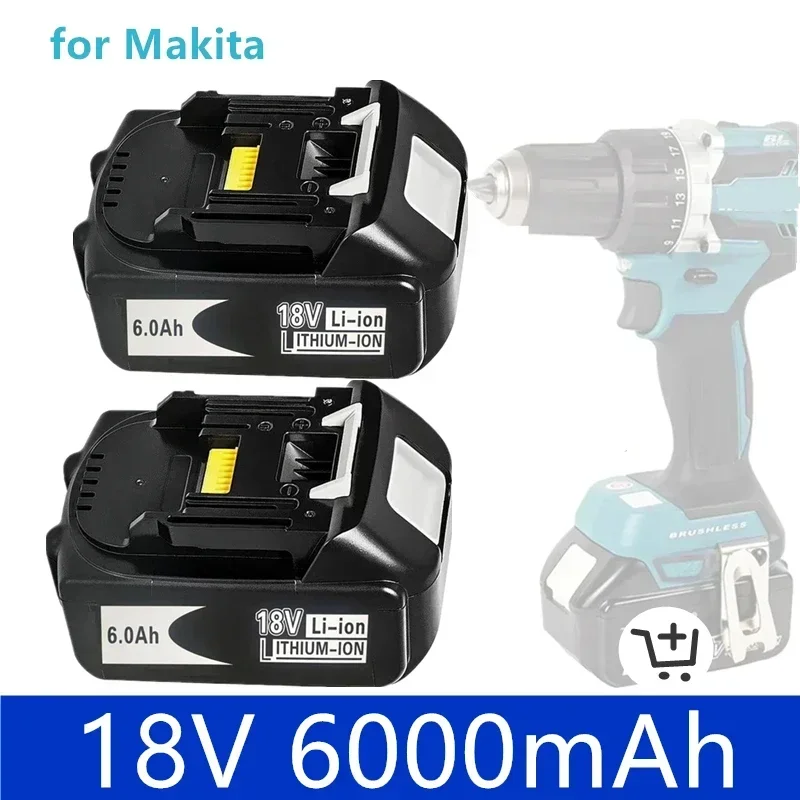 Batería recargable para herramientas eléctricas Makita, pila de 18V, 6000mAh, con reemplazo de iones de litio LED, LXT, BL1860B,