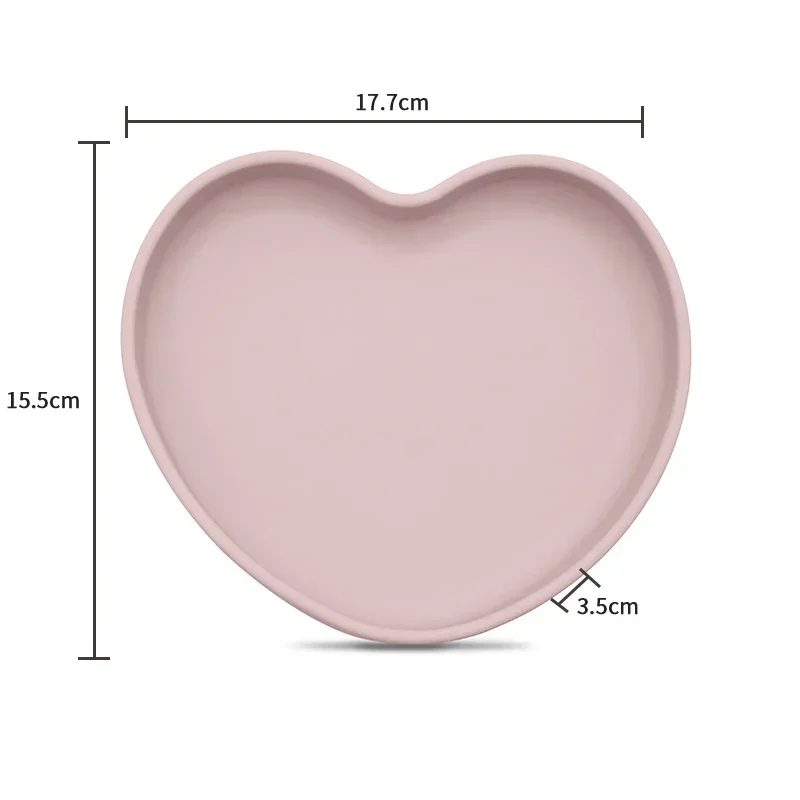 Baby Safe Silicone Sucker Dining Plate Love Shape Cartoon Children Dishes Suction Toddle Training Tableware Baby Feeding Plate