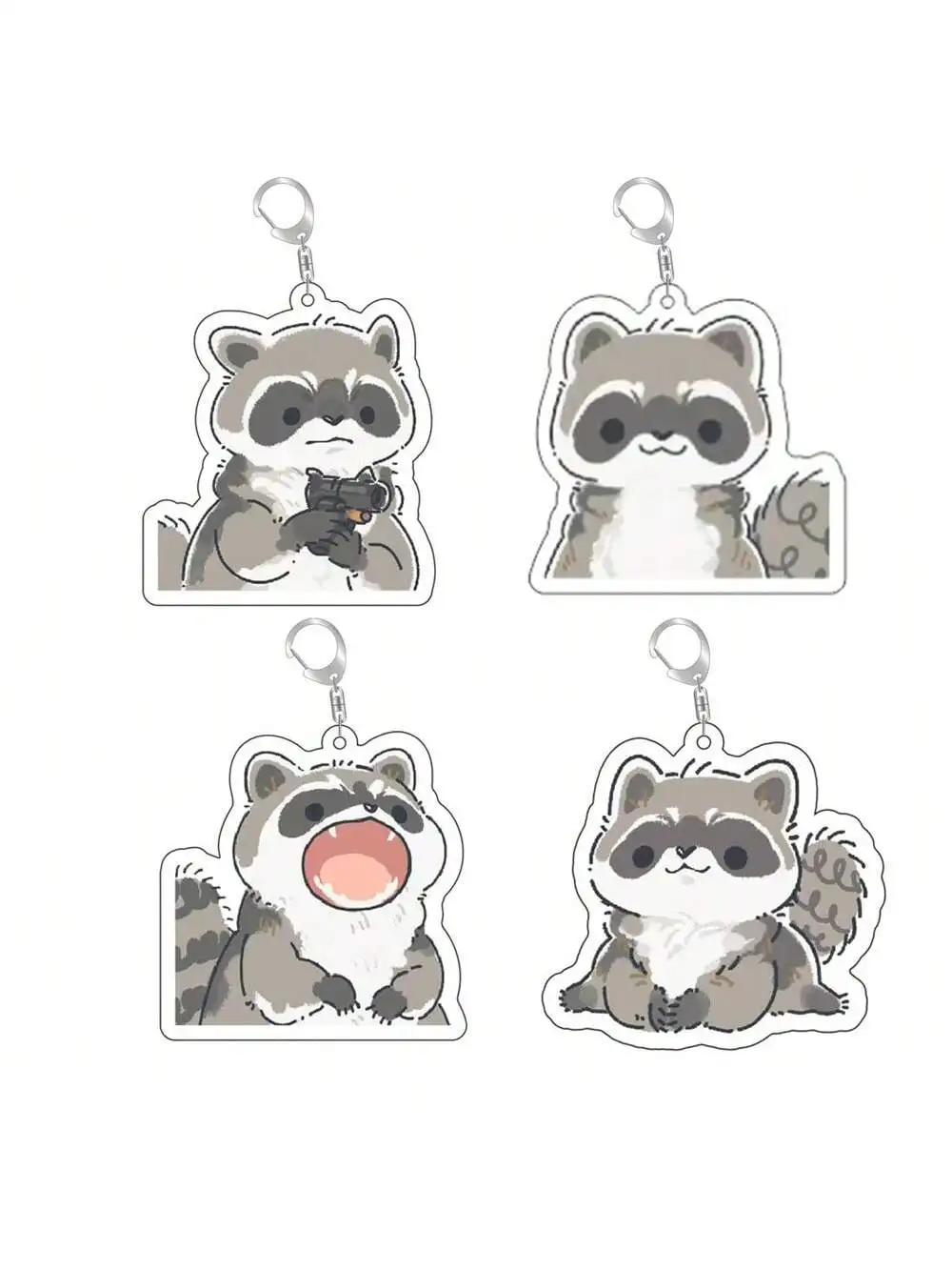 Cute Cartoon Raccoon Acrylic Keychain Pendant For Car Keys Couple Bags Student Friend Backpacks Holiday Creative Gift