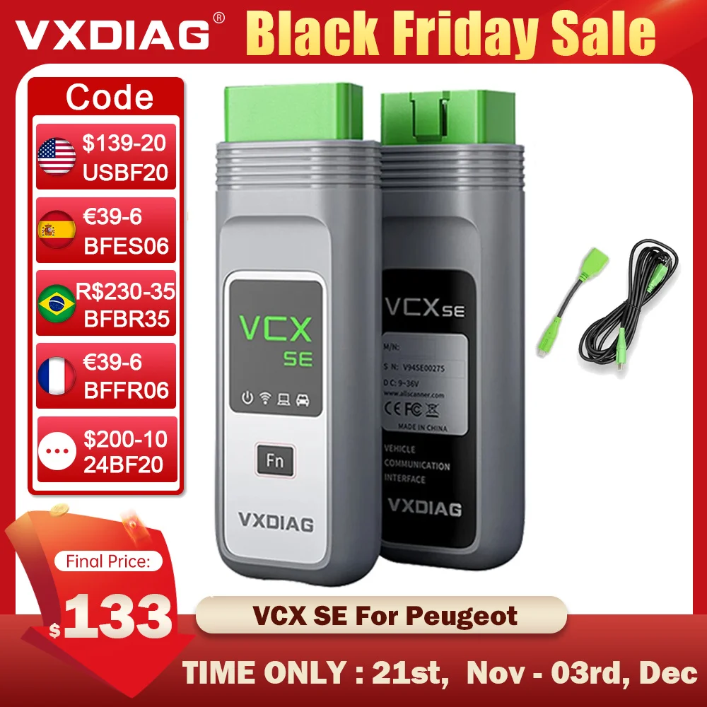 VXDIAG VCX SE For Peugeot For Citroen Car diagnostic tool OBD2 VCX DoIP for PSA Code Reader Bidirectional ECU Coding Programming