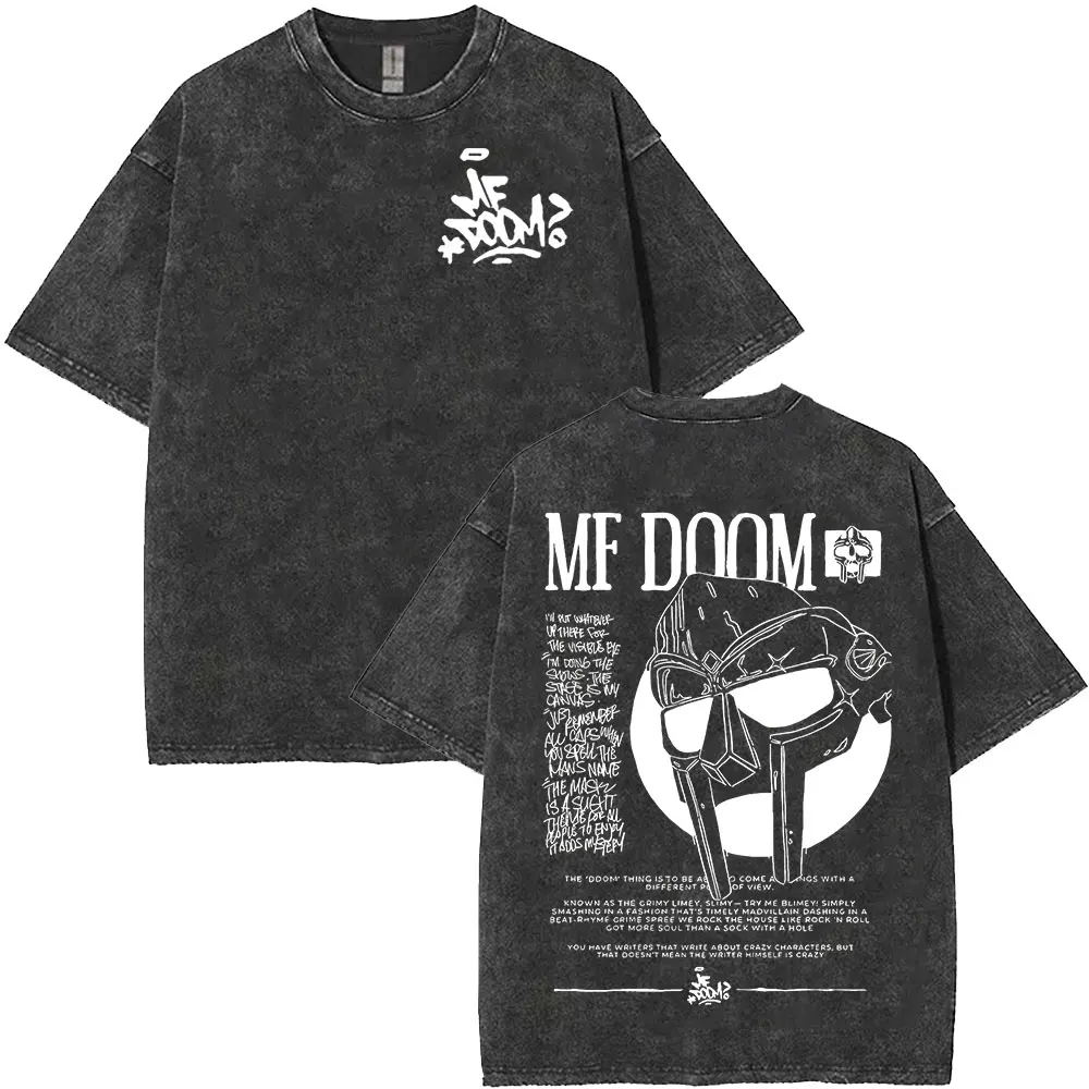 Rapper Mf Doom 2026 Vintage Washable T-shirt for Men and Women, 21st Century Hip-hop Gothic Style Short-sleeved T-shirt