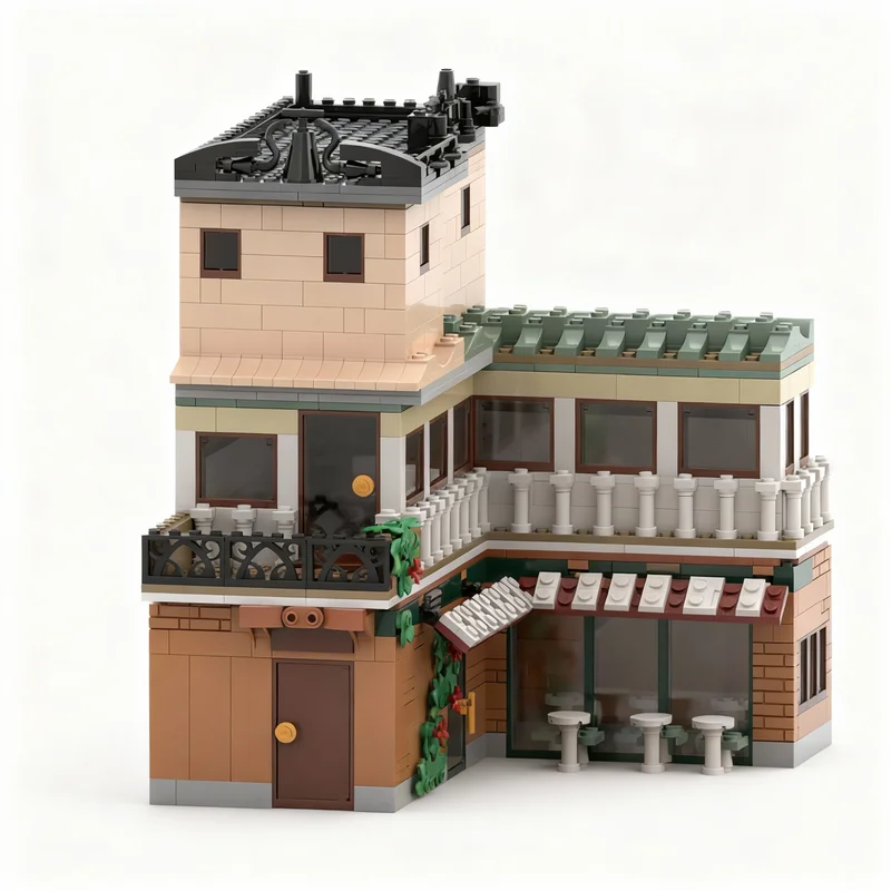 1537pcs MOC Modular Streetscape Corner Café Model Building Blocks Construction Toys DIY Christmas Gifts Creative Idea Education