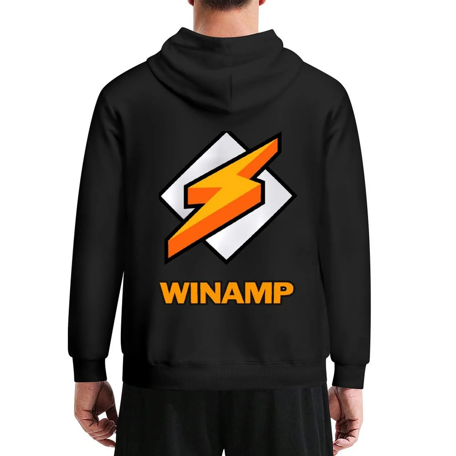 سترة Winamp للرجال والنساء بغطاء للرأس سترة خريفية للرجال مصممة ملابس رجالية ملابس كورية بغطاء للرأس جرافيك