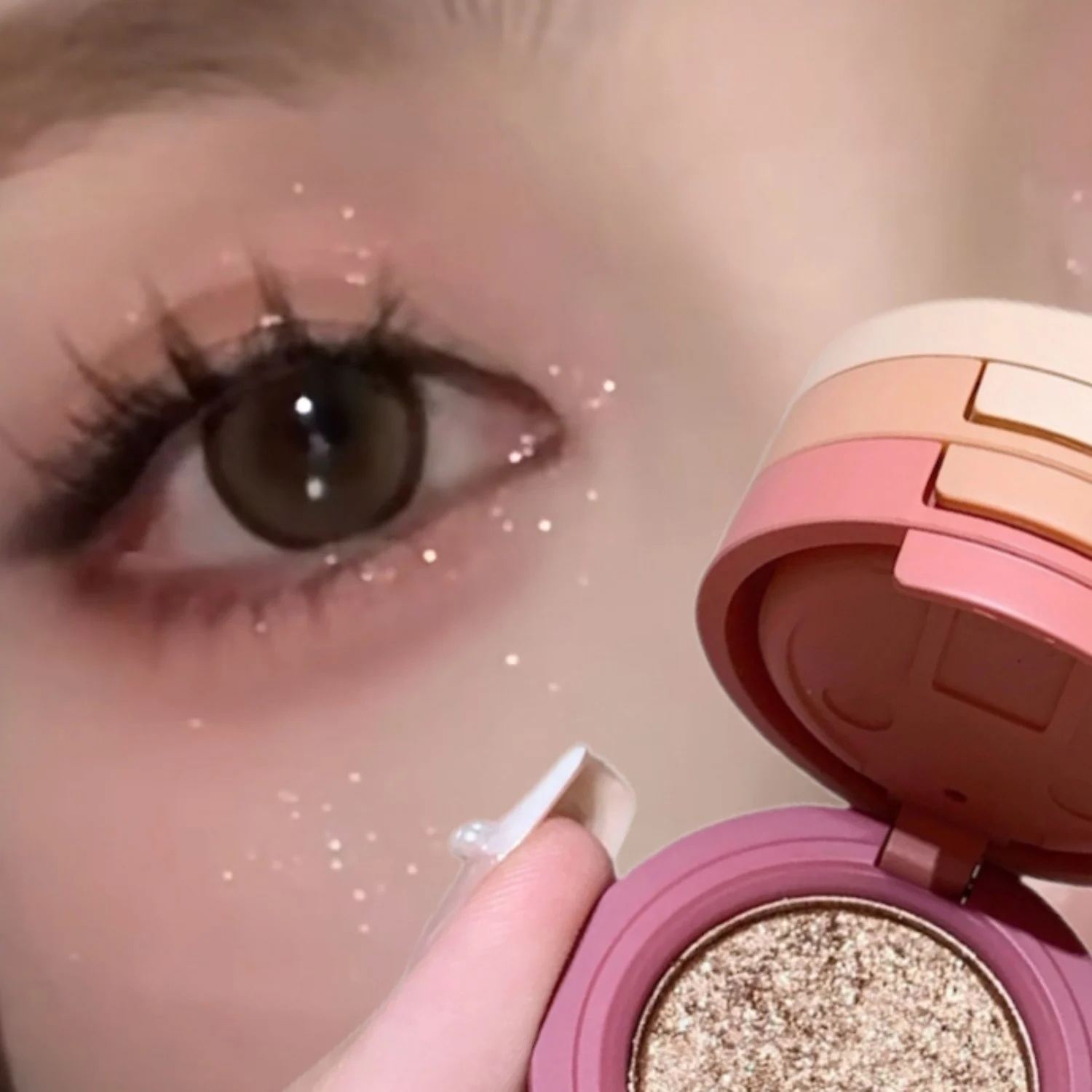 SHAQINUO 3 레이어 3 색 올인원 아이 섀도우 케이크 펄 파인 글리터 다기능 올인원 아이 섀도우 팔레트