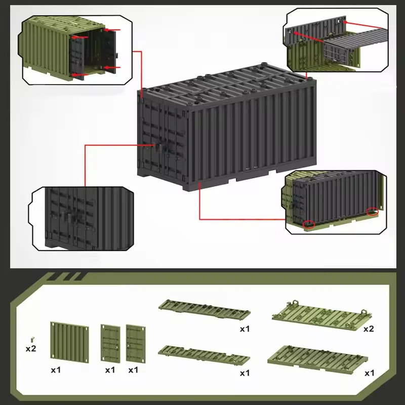 MOC Contenitore Militare Building Blocks Box Giocattoli per Ragazzi WW2 Base di Guerra Mattoni Tecnici Creativo FAI DA TE Juguete Bloques Brinquedos
