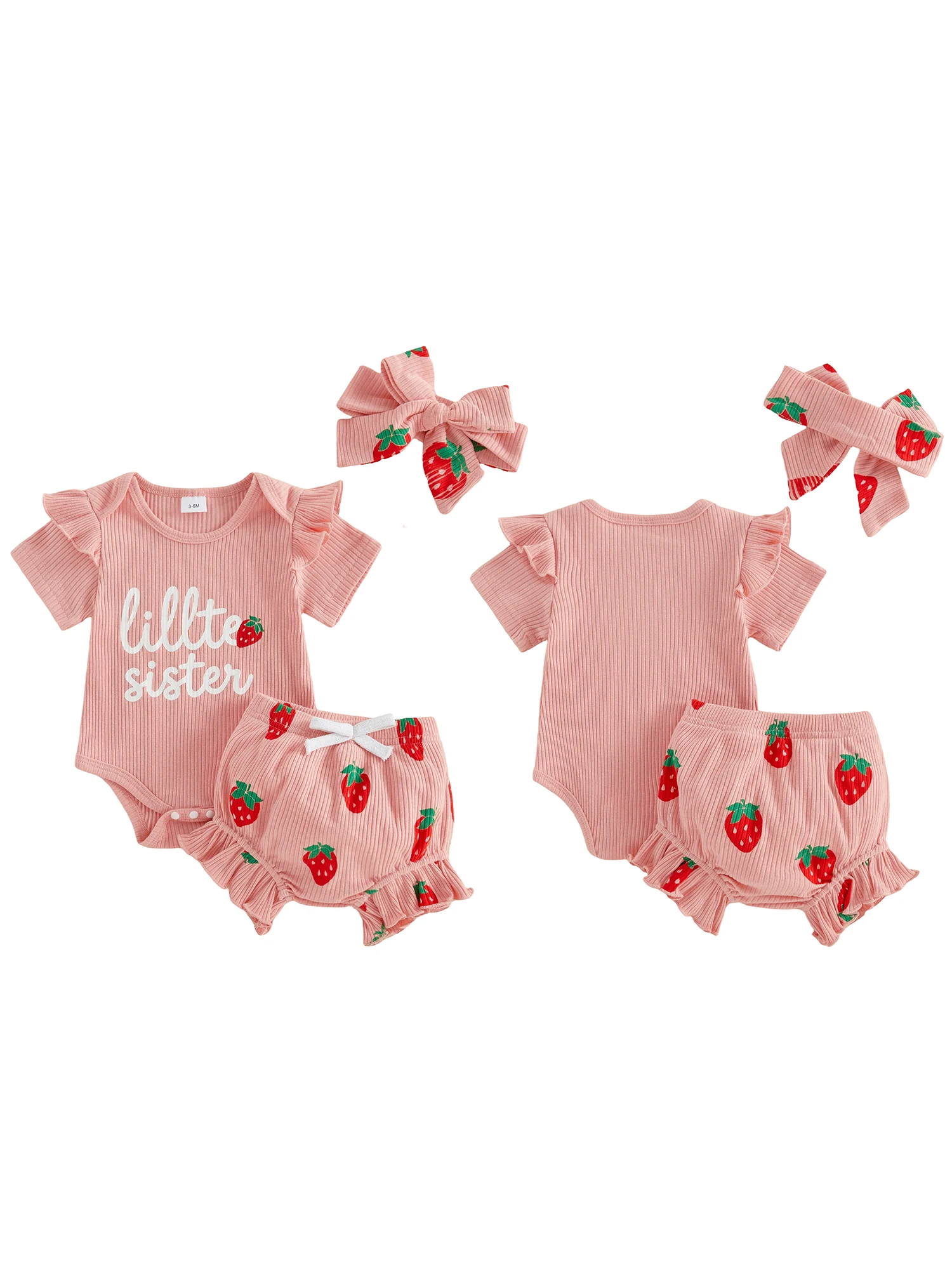 

Toddler Girls Cute Summer Outfit with Short Sleeve Romper Elastic Waist Shorts and Matching Headband - Floral Print Theme