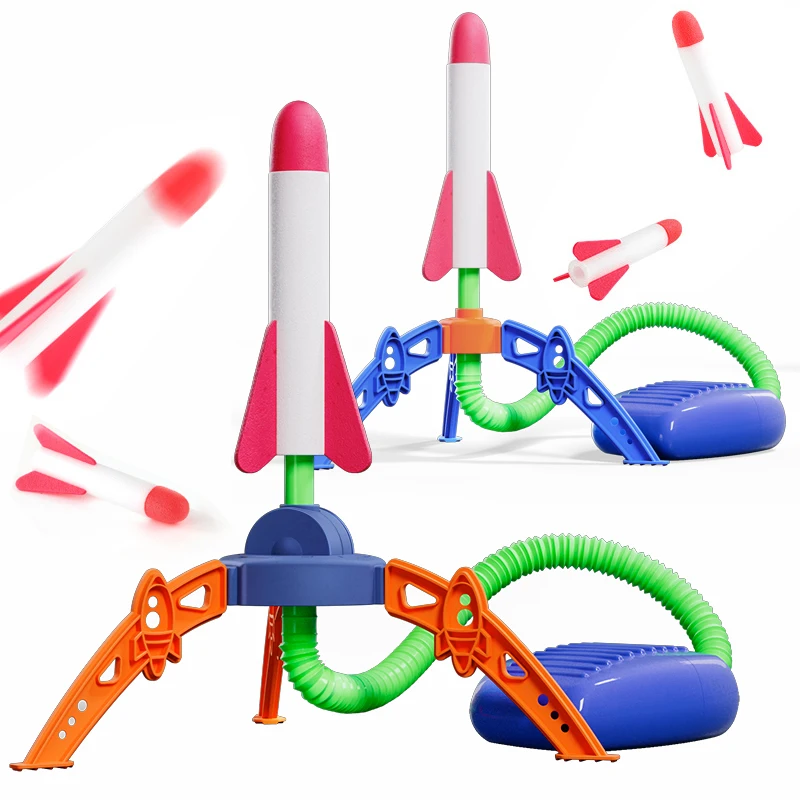 Children Air Stomp Rocket Launcher Toy Flying Foam Rockets  Foot Pump Jump Pressed Outdoor Interactive Game for Kids Boys