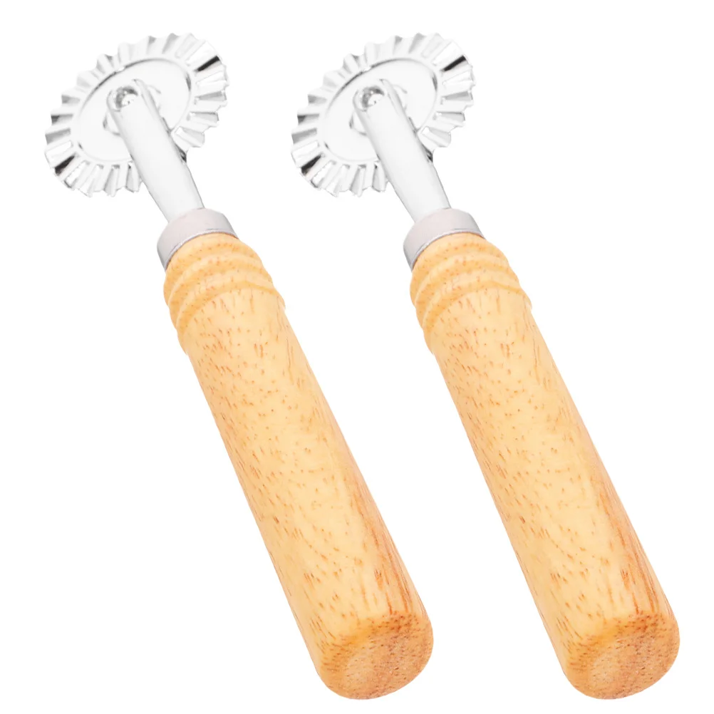 

2Pcs Reinforced Pizza Baking Tools Set Wood Handle Alloy Roller for Dessert Pie Tart - Easy Lattice Wheel Kitchen
