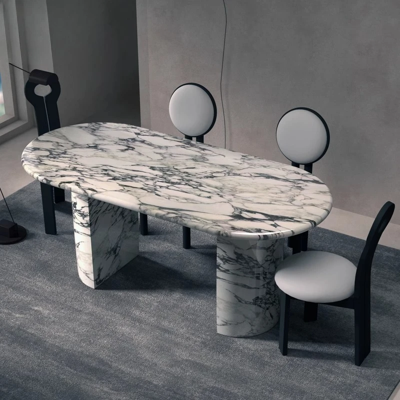 

French marble dining table light luxury household simple oval designer custom table