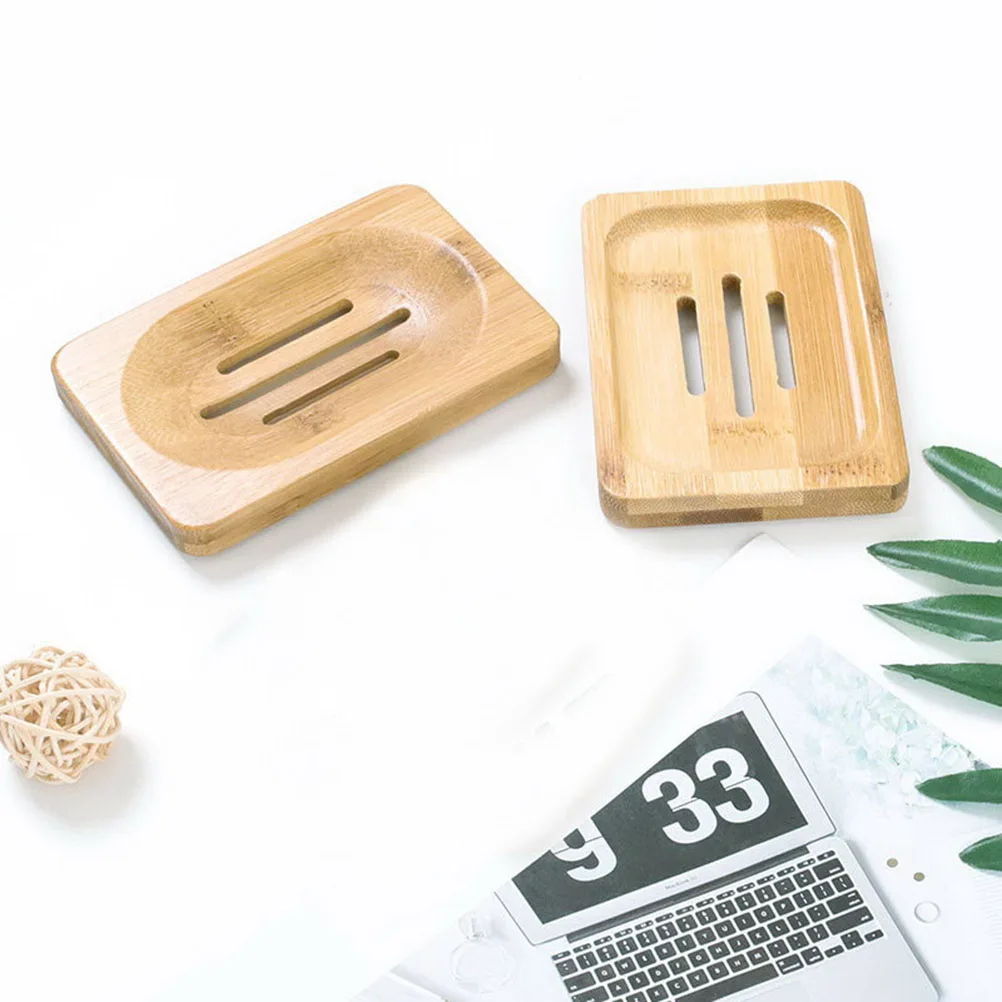 

2pcs Wooden Soap Box Holder Container Draining Tray For Bathroom Kitchen Home Travel Reusable Wood Soap Dish Case