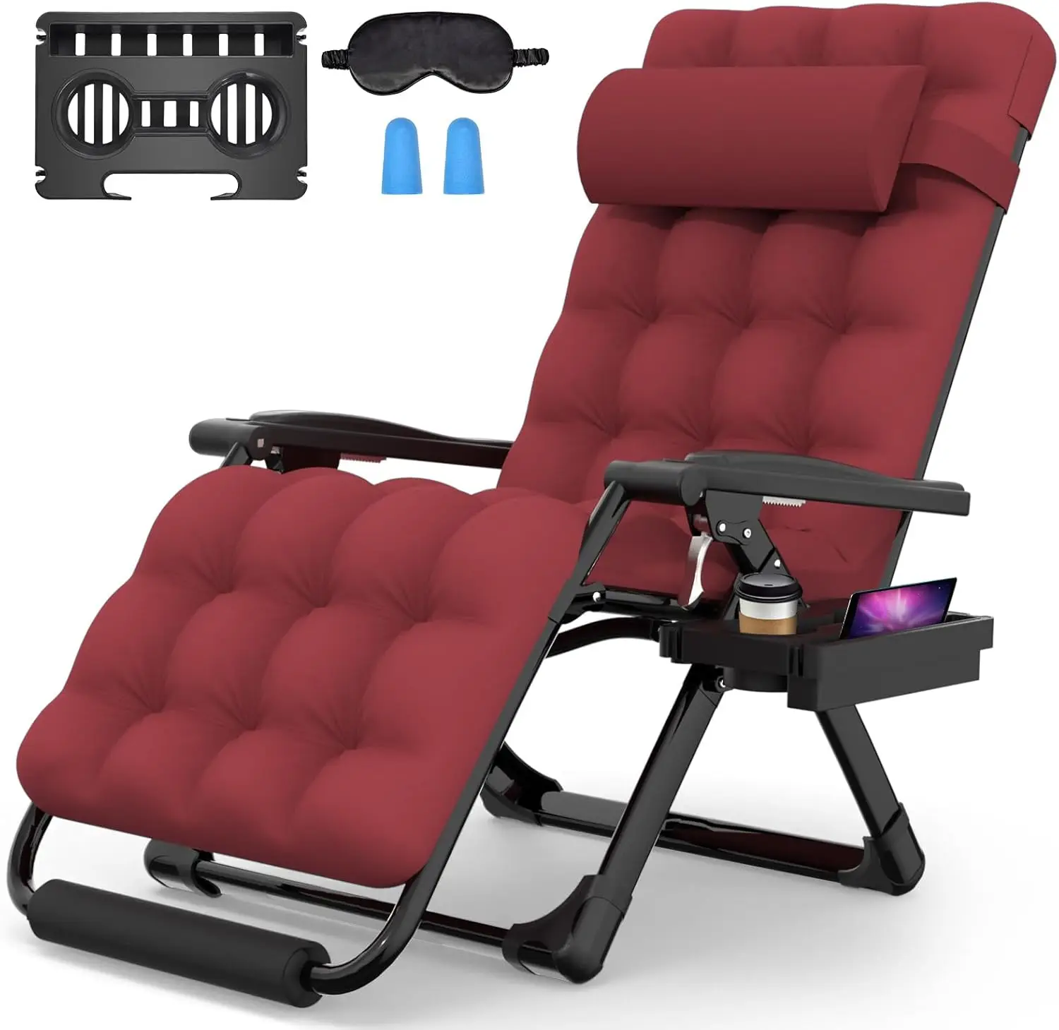 

Oversized Zero Gravity Chair 29In XL Lounge Chair with Removable Cushion Headrest Reclining Camping Chair