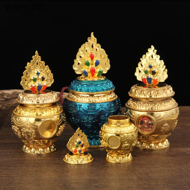 1 pc alloy Mani Vase living room Xuanguan Desktop decoration Buddhist temple supplies pray for auspiciousness Attract wealth