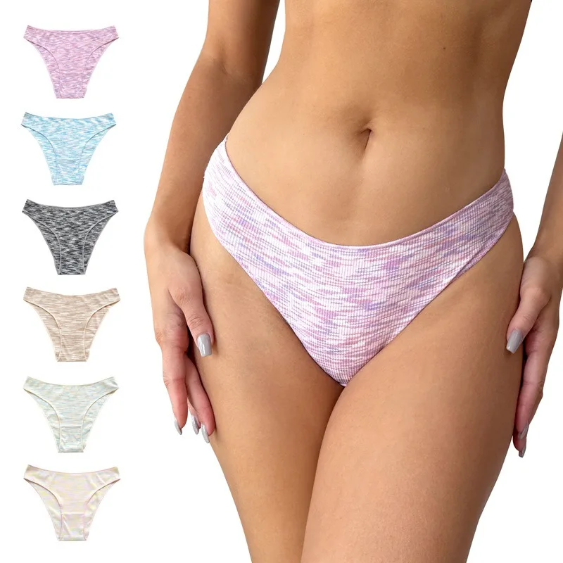 4Pcs/Set Women\'s Panties Low Rise Briefs Stretch Underwear Female Underpants Colorful Striped Panties Comfort Lingerie S-XL