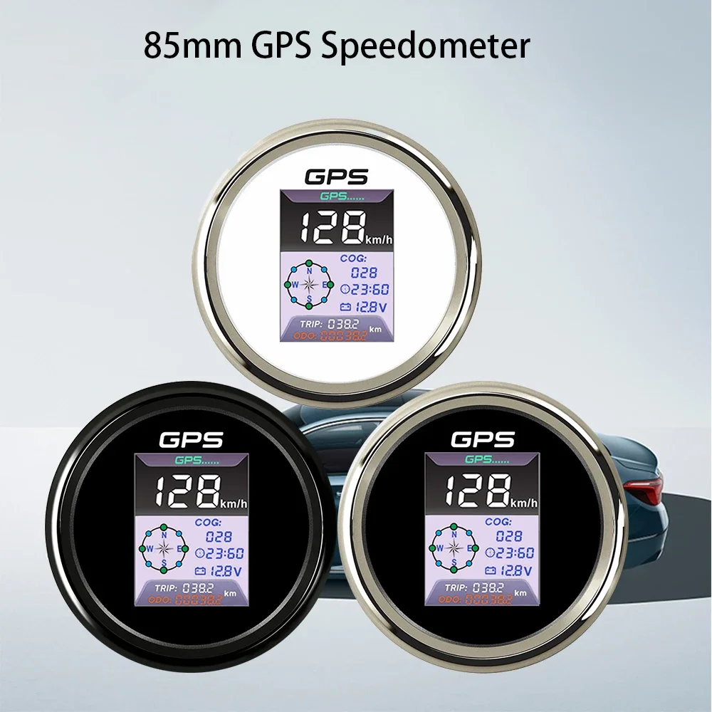 

RHAXEL 85mm Digital Speedometer GPS Odometer with Voltmeter Clock Gauge with Alarm for Car Motorcycle Sailboat Universal 12V 24V