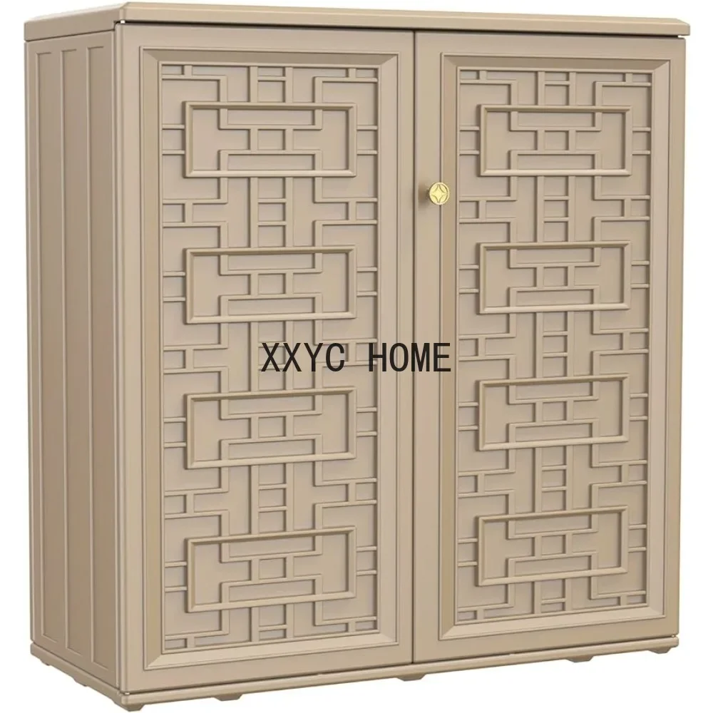 

Шкаф для хранения, водонепроницаемый с 1 полкой, садовые здания, смоляный ящик для хранения на открытом воздухе для патио/сада/заднего двора/домашних принадлежностей