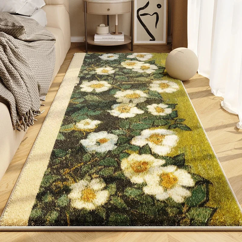 

Oil Painting Style Flower Carpet Soft Comfortable Bedroom Carpets Luxury Art Decoration Rug Silent Non-Slip Room Rugs 양탄자 Ковер