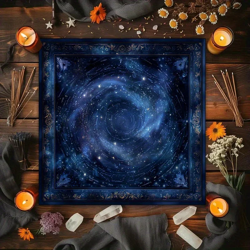 50/75/110/137cm Tarot mat Dark Blue Star Chart Universe Tarot Altar Cloth Gorgeous Astrology Ritual Tablecloth Witchcraft