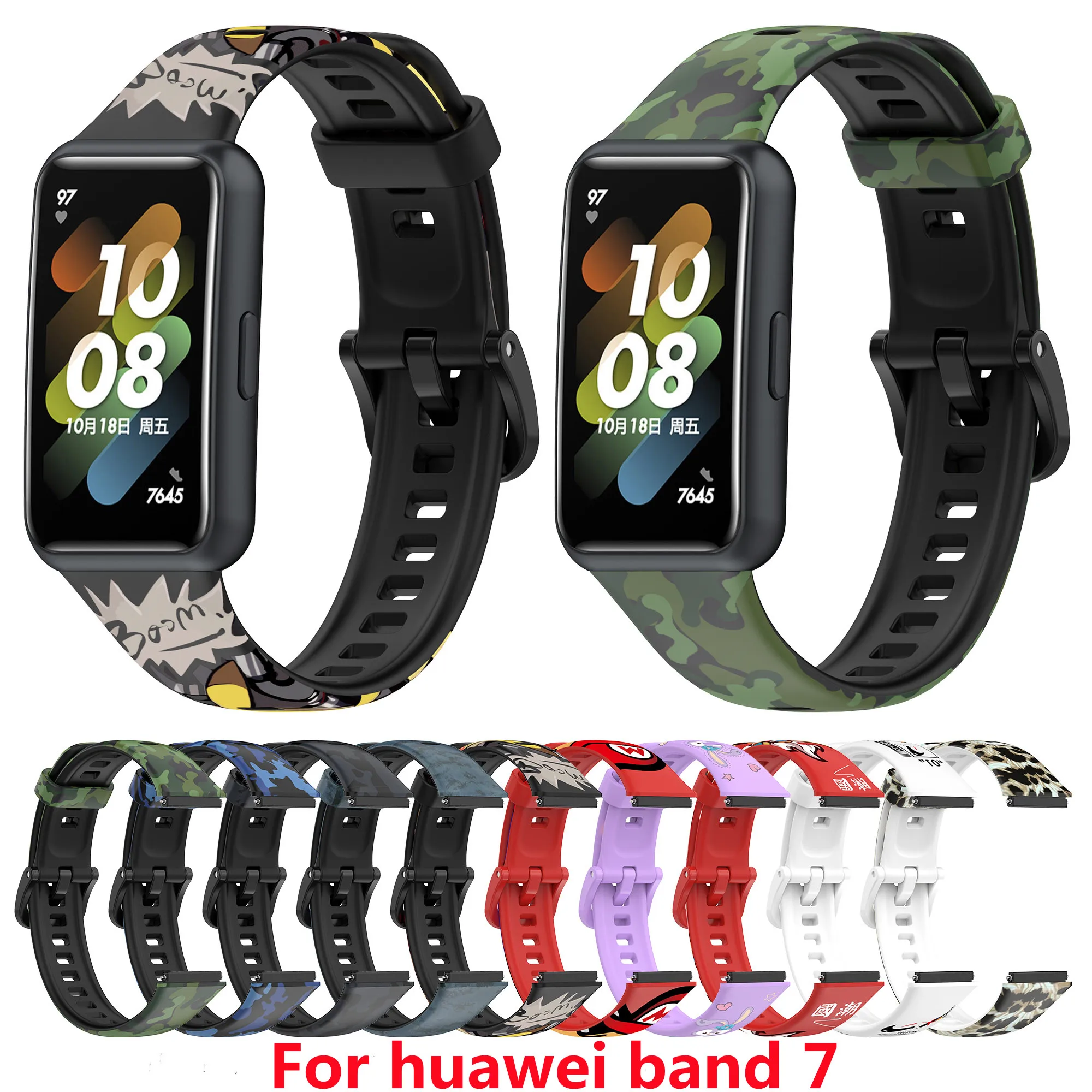 Replacement Strap For Huawei Band 7 Silicone Watchbands Watch Strap For Huawei Band 7 Strap Correa TPU Bracelet With Case