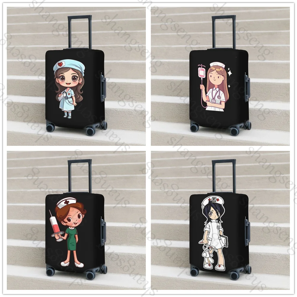 Cute Nurse Doctor cartoon Thick Elastic Luggage Protective Cover Zipper Suit For Bag Suitcase Covers Trolley Cover Travel