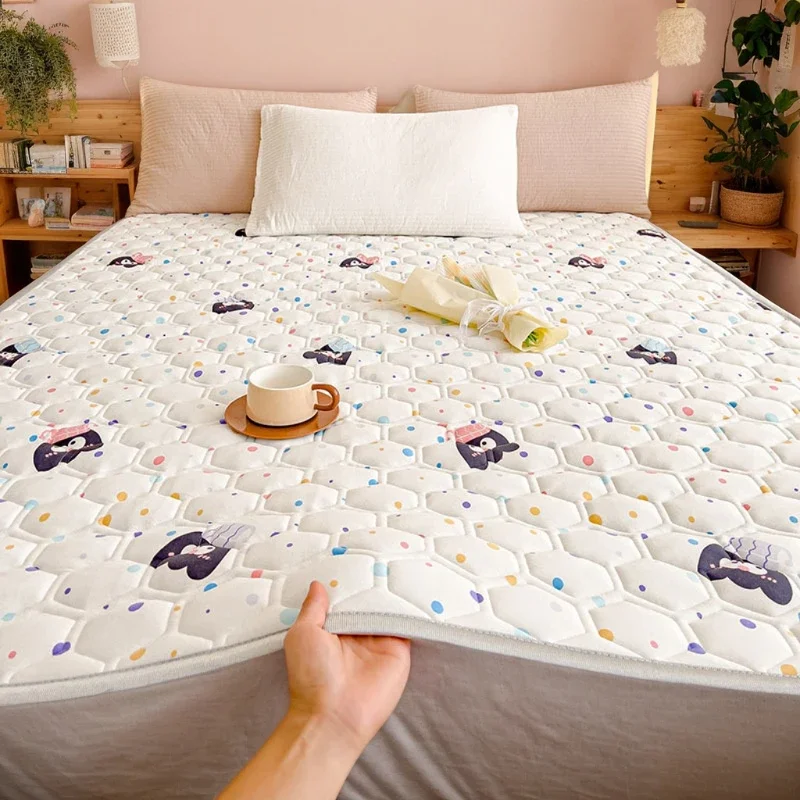 

A-class Milk Knitted Cotton Mattress 2024 New Cartoon Cute Four All Seasons Universal Cotton Mattress Not Included Pillowcase