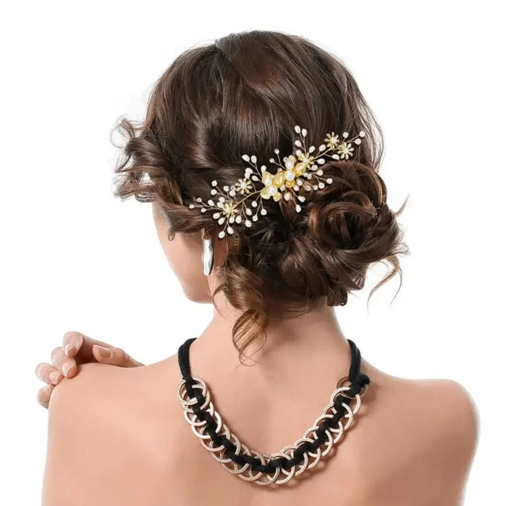 Confezione da 36 pettini laterali per capelli da sposa in foglia d'oro, forcine per capelli con perle a forma di U, fermagli per capelli con strass a spirale, mollette, copricapo da ballo
