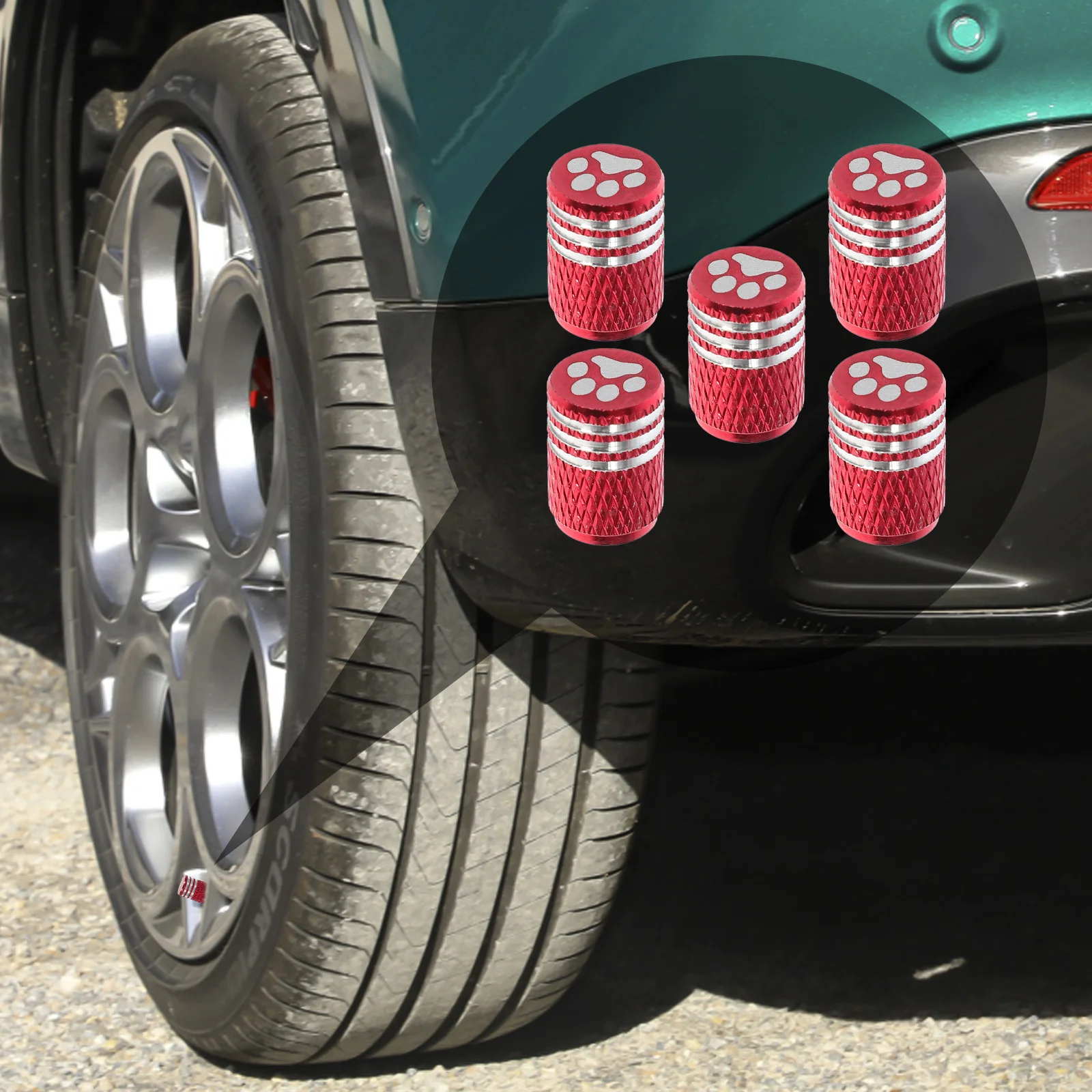 

5Pcs Universal Tire Valve Stem Caps Vibrant Paw Pattern Dustproof Protective Caps for Cars Tires Decoration Auto Valve Covers