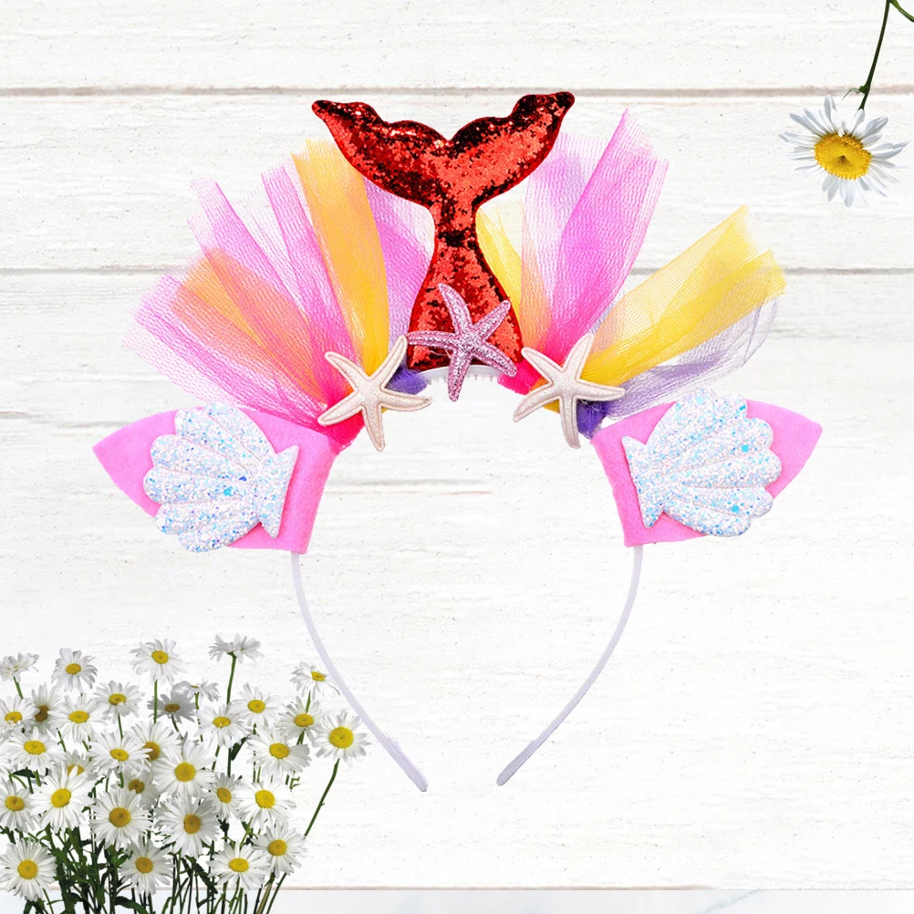 

Mermaid Hair Hoop Shell Hairb for Girls Lightweight Non Deformation Kids Cartoon Accessories Beach Party Costume Carnival