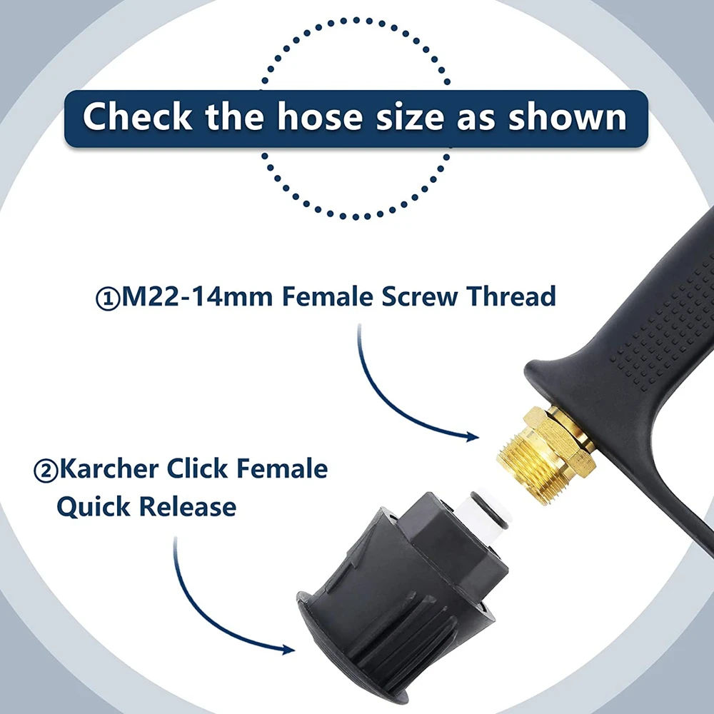 ROUE High Pressure Washer Hose Water Gun for Karcher Parkside Nilfisk Quick Connect Connector Nozzles 4000psi M22 Snow Foam Guns