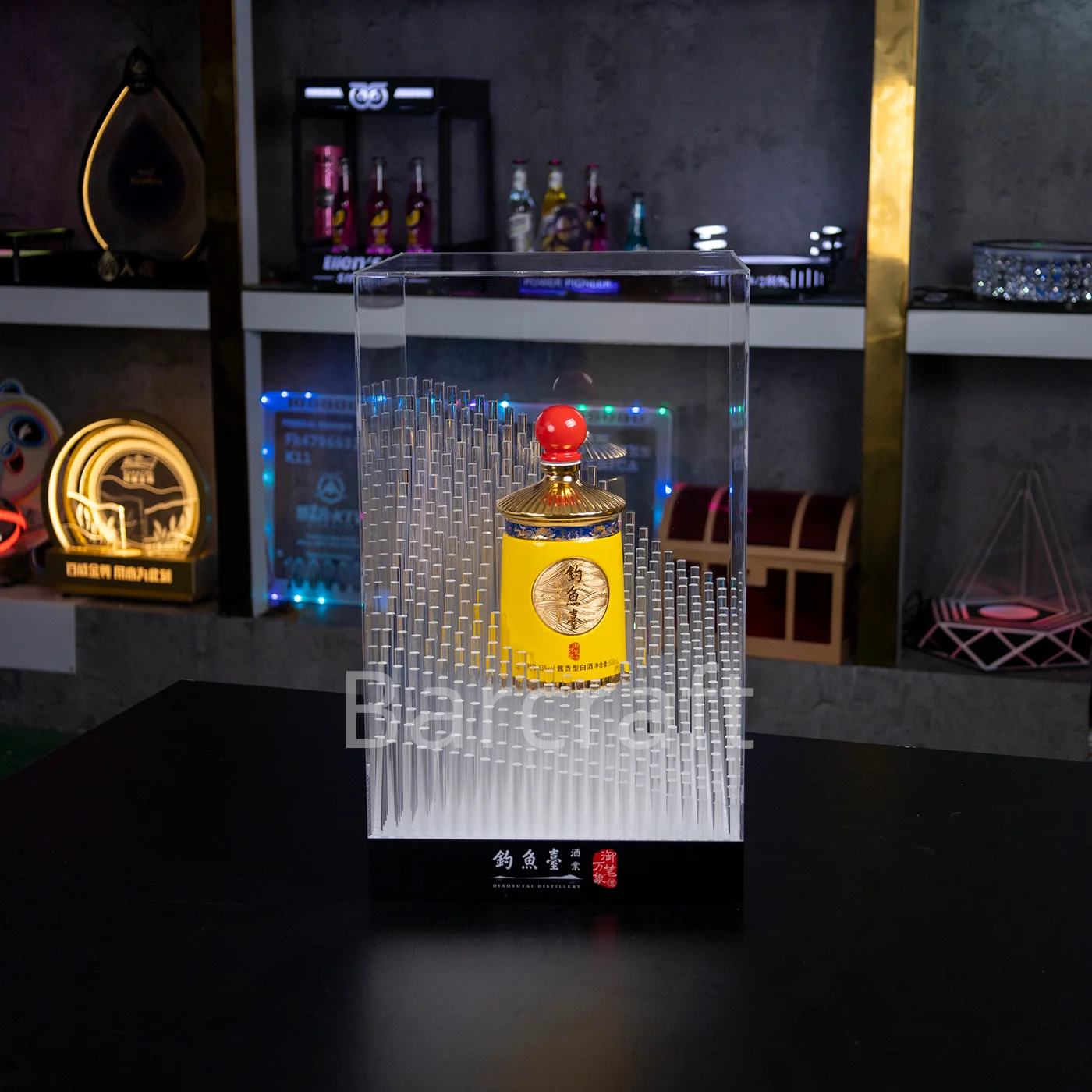 

Barcraft High-End Acrylic Rod Transparent Liquor Wine Holder Luminous Display Stand 5kg Department Store Tabletop Display Goods