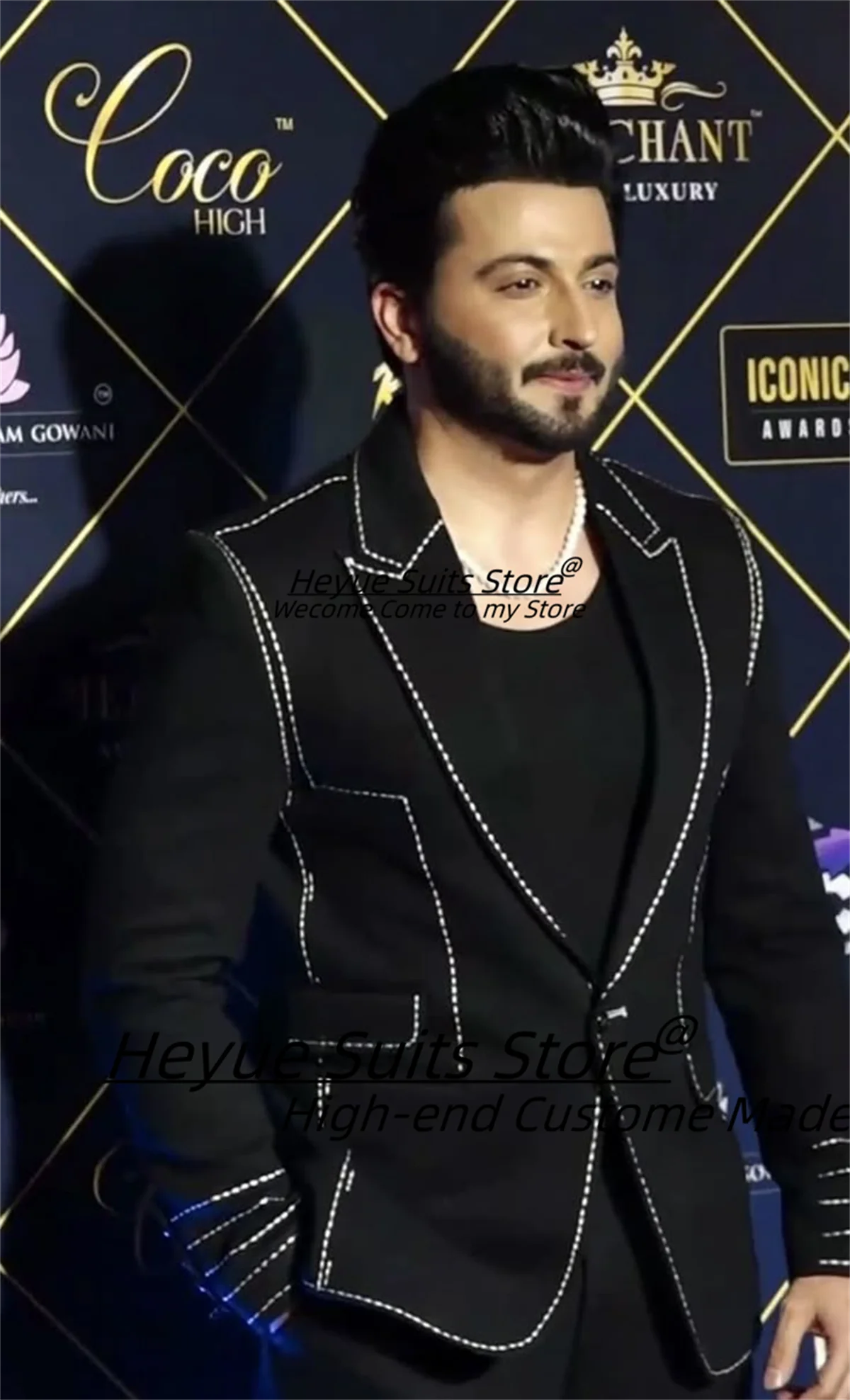 

Elegant Fashion Black Men Suits Customized Slim Fit Peak lapel Groom Wedding Tuxedos 2 Pieces Sets Male Prom Blazers Ropa Hombre