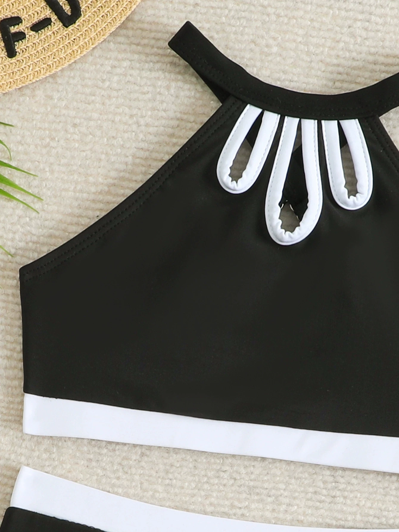 Süßer, einfarbiger Badeanzug für junge Mädchen, Sommer-Strandkleidung, 2-teiliger Tankini-Badeanzug für Mädchen im Alter von 8-12 Jahren – Detail 8