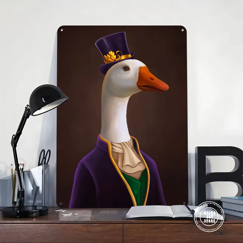 Portrait of the Duck Printed Poster Customized Retro Wall Art Vintage Metal Tin Signs for Home Wand Deko Decoration Bedroom Room