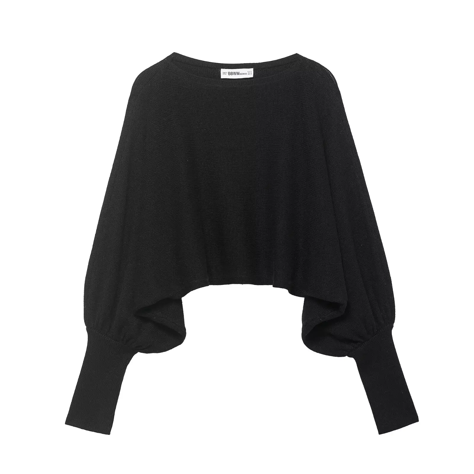 

Chic Autumn Knitted Short Pullover Women Vintage Solid Sweater Fashion Casual Puff Sleeve Female Street Knitwear Top ﻿